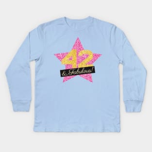 42nd Birthday Gifts Women Fabulous - Pink Gold Kids Long Sleeve T-Shirt